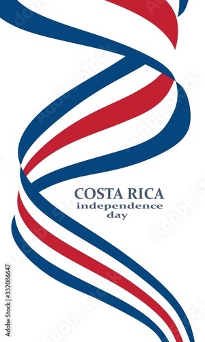 Flag of the Costa Rica. Independence day celebration card concept