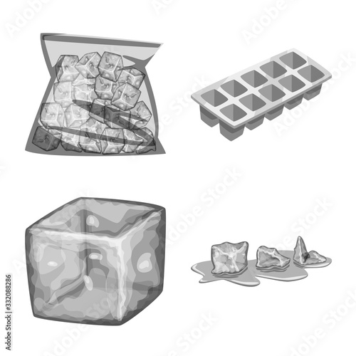 Vector illustration of square and purity icon. Collection of square and frozen stock vector illustration.