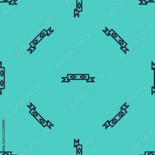 Black line Thief eye mask icon isolated seamless pattern on green background. Vector Illustration