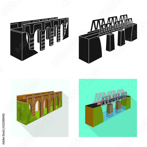 Vector illustration of connection and design icon. Set of connection and side vector icon for stock.