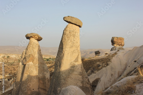Beautiful landscapes of Cappadocia. Stone mushrooms. Goreme. Turkey