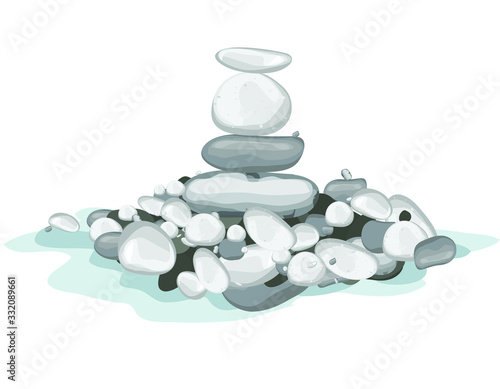 zen stones pebbles rocks tower meditation symbol isolated on white background