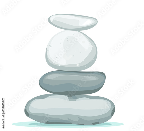 zen stones pebbles rocks tower buddhism meditation icon symbol  isolated on white background