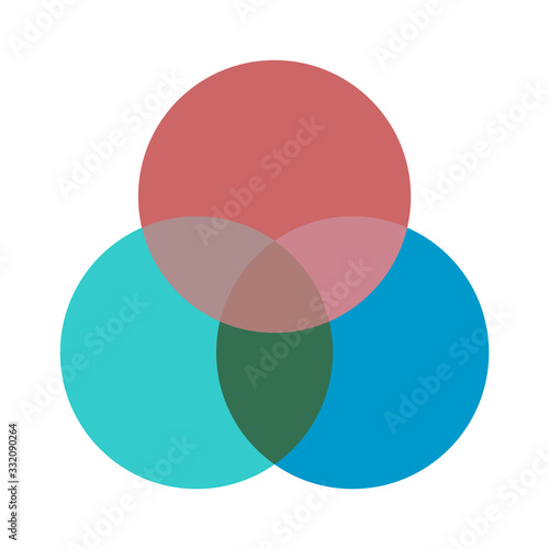 Venn diagram maths vector, Negative space, color modern icon - isolated on white background