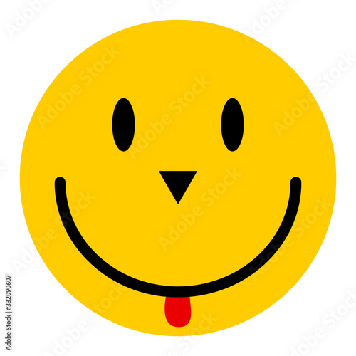 Happy emoticon smile face isolated on white background.  Vector character icon