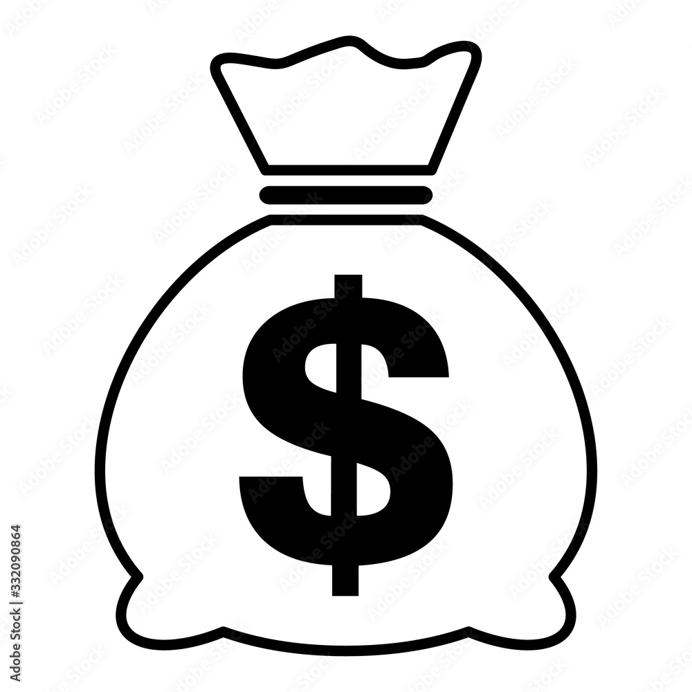 Money bag icon isolated on white background. Bank symbol, profit graphic, flat web sign Money bag icon isolated on white background. Bank symbol, profit graphic, flat web sign