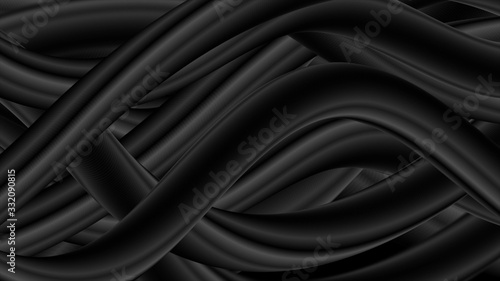 Black abstract smooth liquid waves background