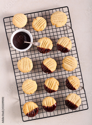 Wholemeal wheaties cookies, with chocolate glaze