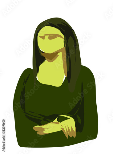 mona lisa renesance leonardo da vinci symbol abstract painting woman isolated on white background
