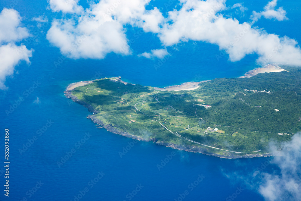 Landscape from airplane, from Okinawa to Yoron island Landscape from airplane, from Okinawa to Yoron island