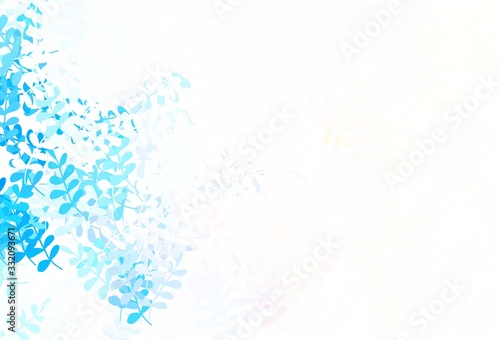 Light Blue  Yellow vector natural backdrop with leaves.