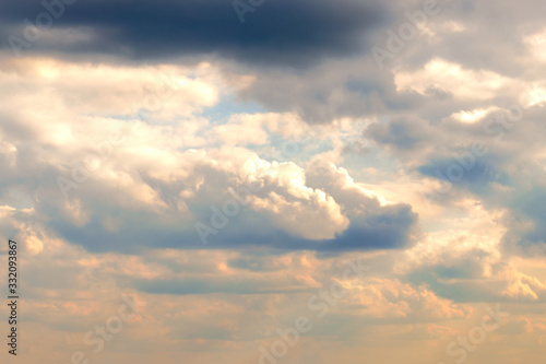 Fototapeta Naklejka Na Ścianę i Meble -  Rainy sky blue color abstract backgroun