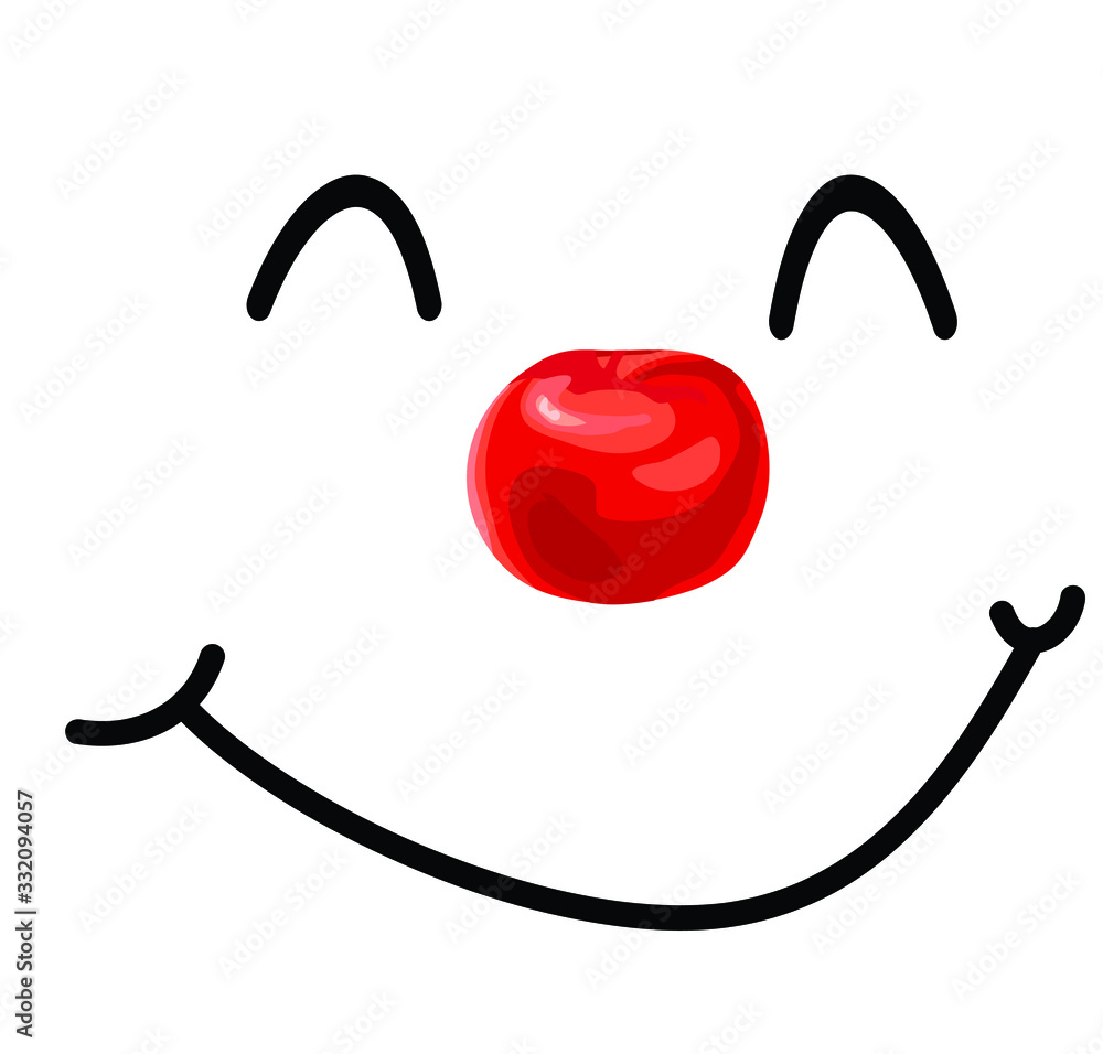 cute clown red nose smiling face isolated on white background laugt ...