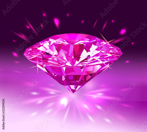 Beautiful realistic pink gemstone. vector illustration. Diamond.Vector illustration.