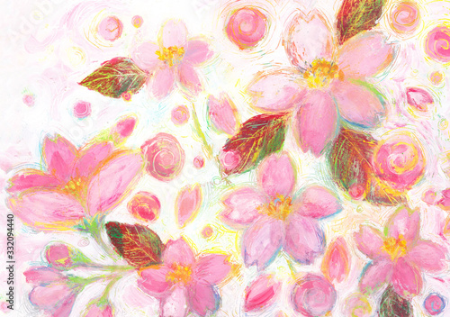 手描きの水彩の桜