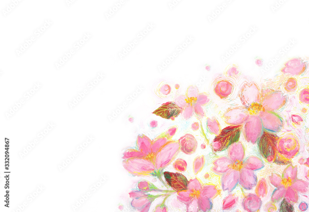 手描きの水彩画の桜