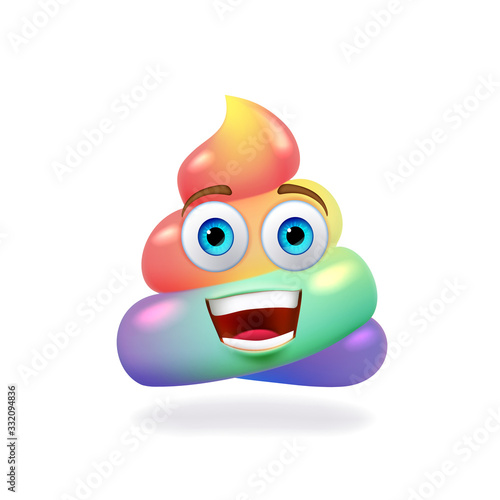 Rainbow colored unicorn  poop, fabulous animal excrement, icon.
