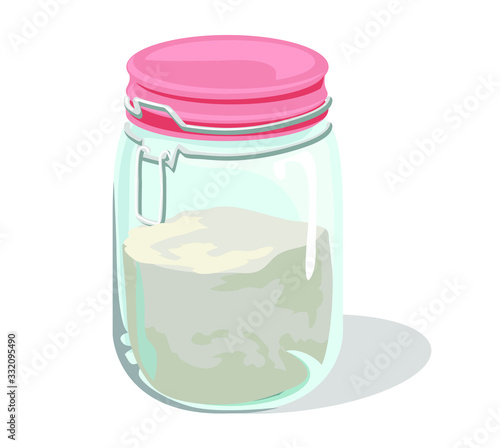 reusable mason jar glass jars no plastic eco lifestyle flour food container isolated on white background