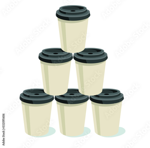 coffee cup pyramid cafe icon one use take away symbol isolated on white background