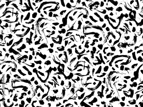 Hand drawn expressive brush strokes seamless pattern. Creative vector endless background painted by ink. Abstract grunge texture