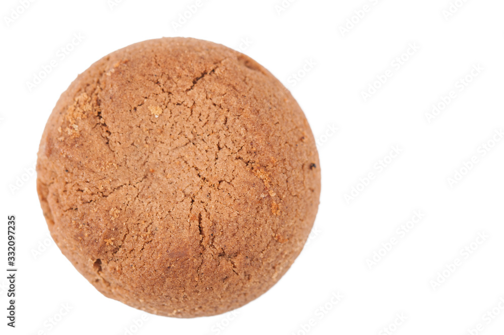 Chocolate cookie isolated on white background.Copy space Chocolate cookie isolated on white background.Copy space