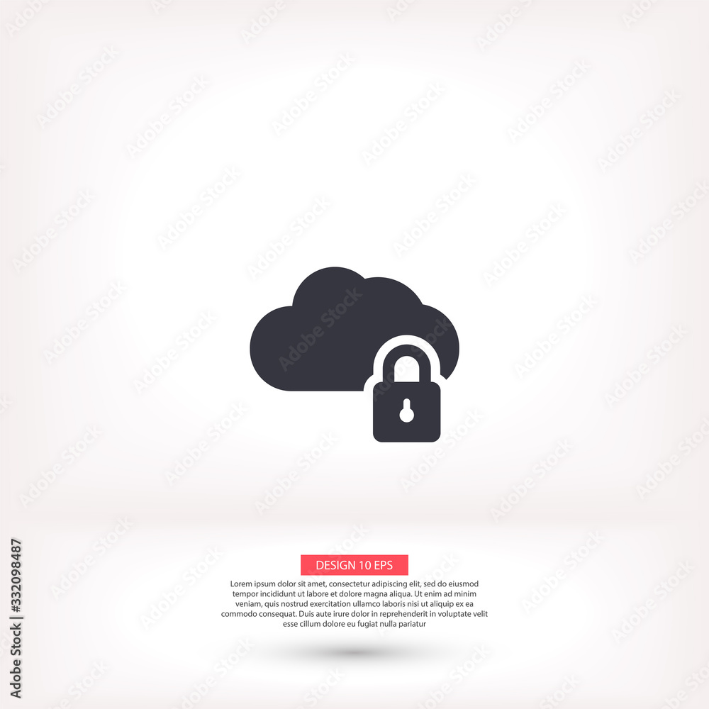 Cloud lock vector icon , lorem ipsum Flat design Cloud lock vector icon , lorem ipsum Flat design