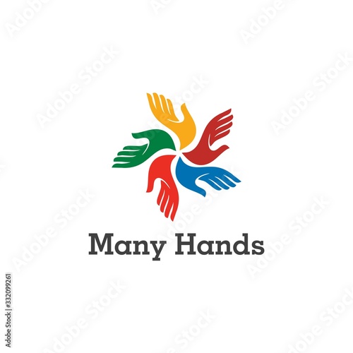 Many Hands Logo Abstract and Vector