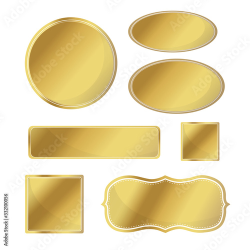 Blank metallic icon set gold color on white background