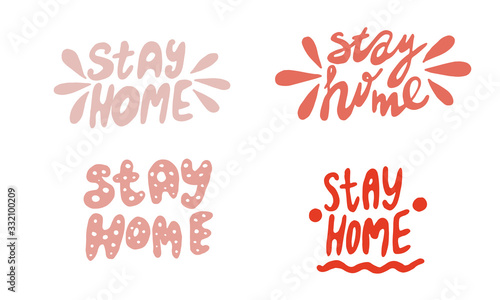 Set of hand lettering with quarantine and coronavirus tips. Different quotes vector in hand drawn style. Phrases for social networks  flyers  stickers