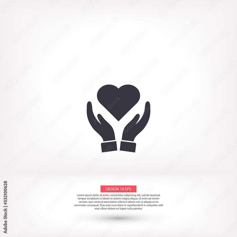 Heart in hand icon vector , lorem ipsum Flat design Heart in hand icon vector , lorem ipsum Flat design