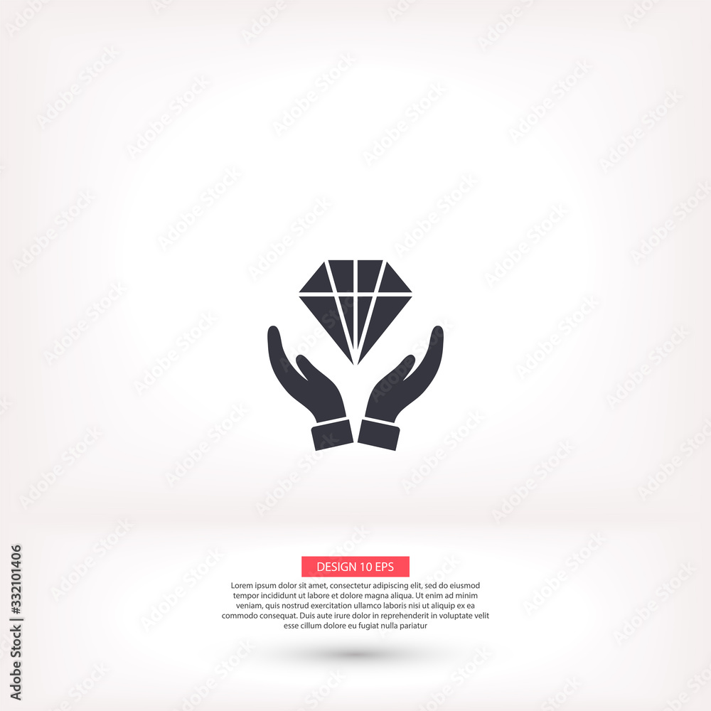 Diamond in the hand icon , lorem ipsum Flat design Diamond in the hand icon , lorem ipsum Flat design
