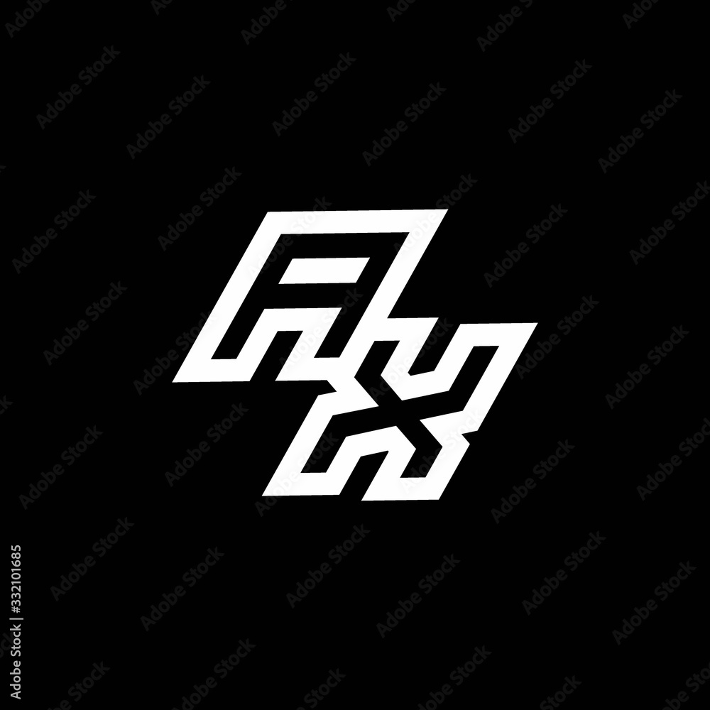 AX logo monogram with up to down style negative space design template