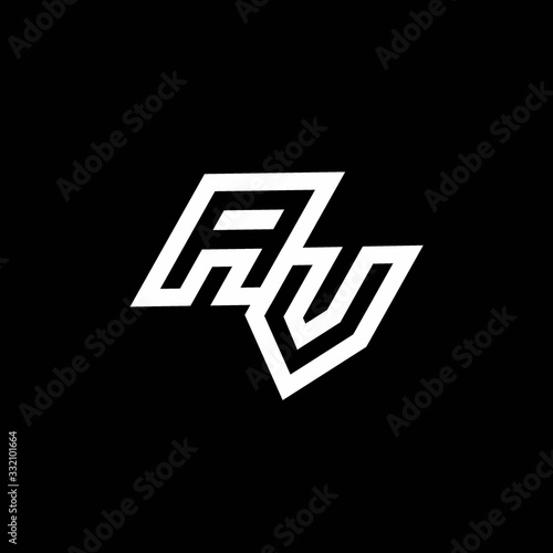 AV logo monogram with up to down style negative space design template