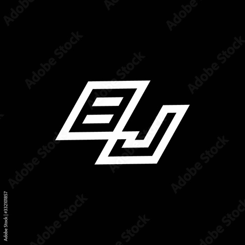 BJ logo monogram with up to down style negative space design template