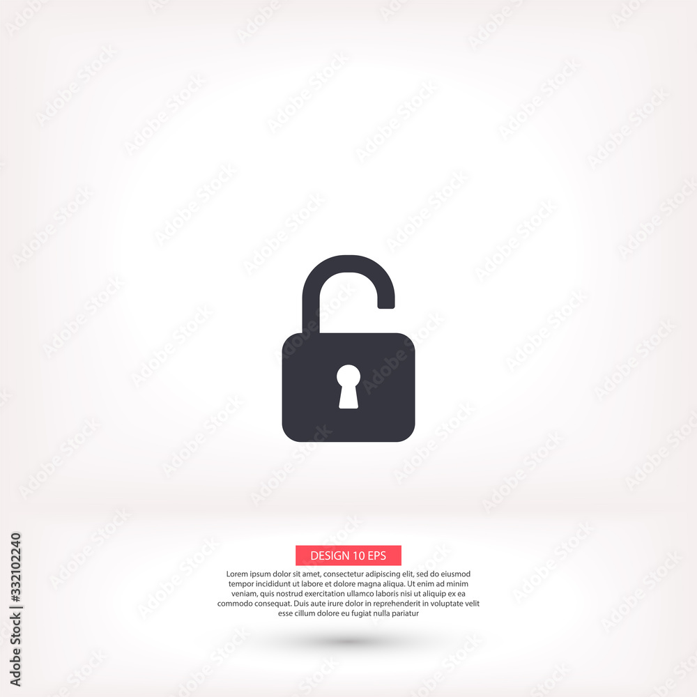 lock symbol on gray background , lorem ipsum Flat design lock symbol on gray background , lorem ipsum Flat design
