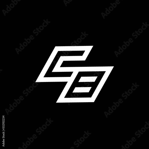 CB logo monogram with up to down style negative space design template