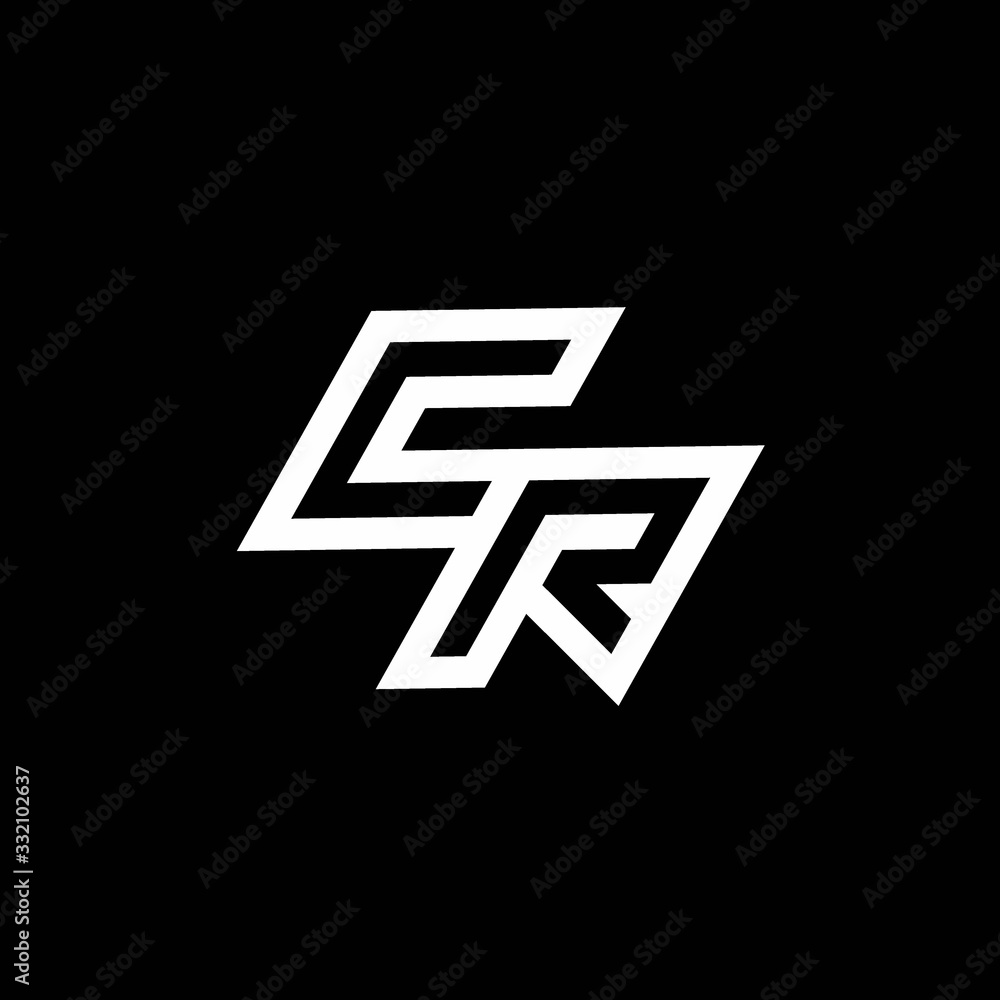 CR logo monogram with up to down style negative space design template CR logo monogram with up to down style negative space design template