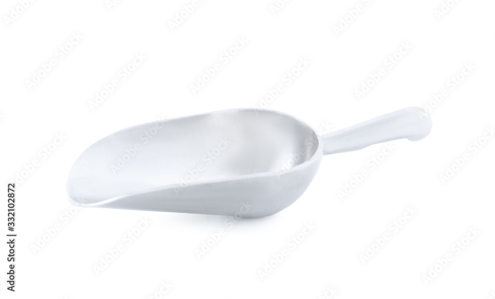Clean shiny metal scoop isolated on white Clean shiny metal scoop isolated on white
