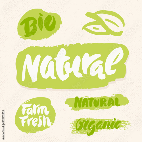 Organic, natural, bio and farm fresh. Set of labels for organic and natural food. 