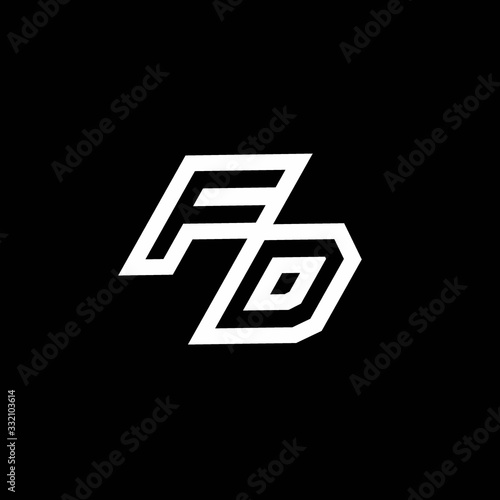 FD logo monogram with up to down style negative space design template