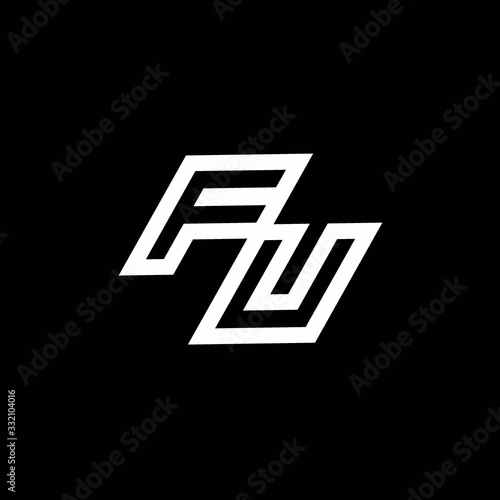 FU logo monogram with up to down style negative space design template