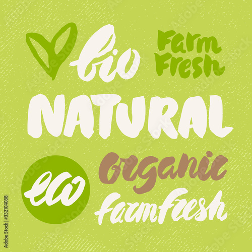 Organic, natural, bio and farm fresh. Set of labels for organic and natural food. 