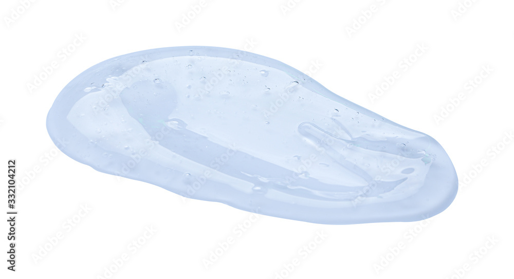 Sample of transparent cosmetic gel on white background
