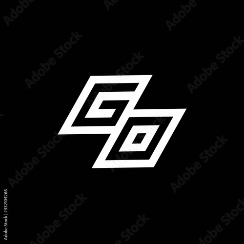 GO logo monogram with up to down style negative space design template