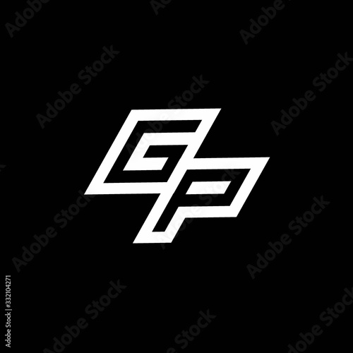 GP logo monogram with up to down style negative space design template
