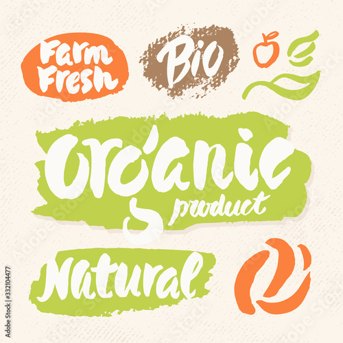 Organic, natural, bio and farm fresh. Set of labels for organic and natural food. 