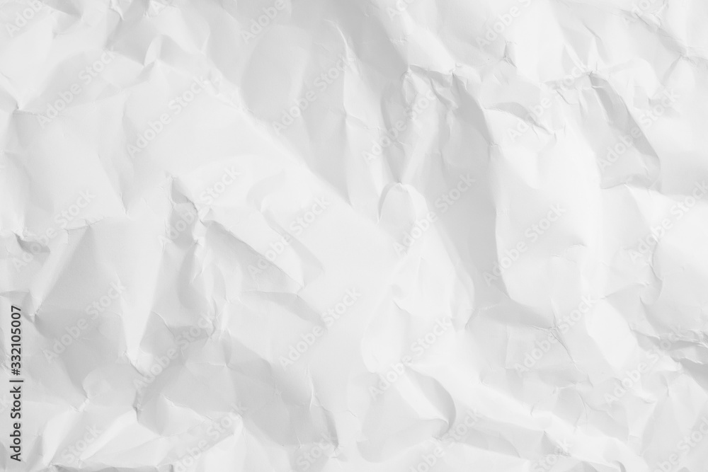 White color texture of crumpled paper, can be use as abstract background, wallpaper, webpage, copy space for text. White color texture of crumpled paper, can be use as abstract background, wallpaper, webpage, copy space for text.