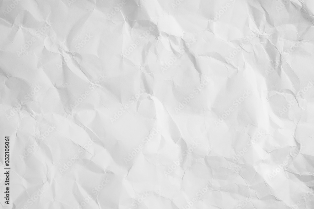 White color texture of crumpled paper, can be use as abstract background, wallpaper,  webpage, copy space for text.
