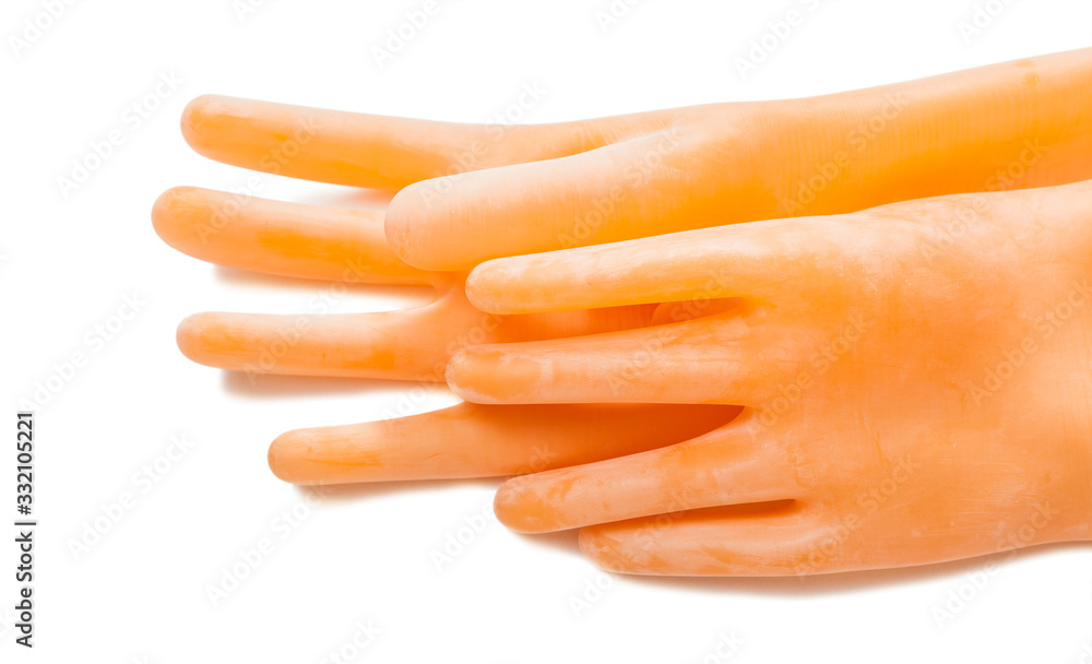 pair of dielectric gloves isolated on white pair of dielectric gloves isolated on white