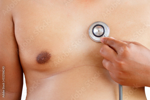 stethoscope listens chest